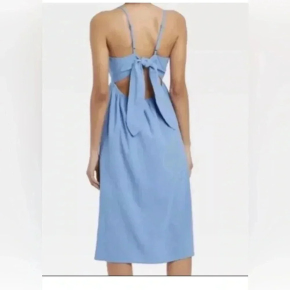 Universal Thread Open Back Dress Sundress Button Pockets Light Allure Blue - Picture 3 of 7